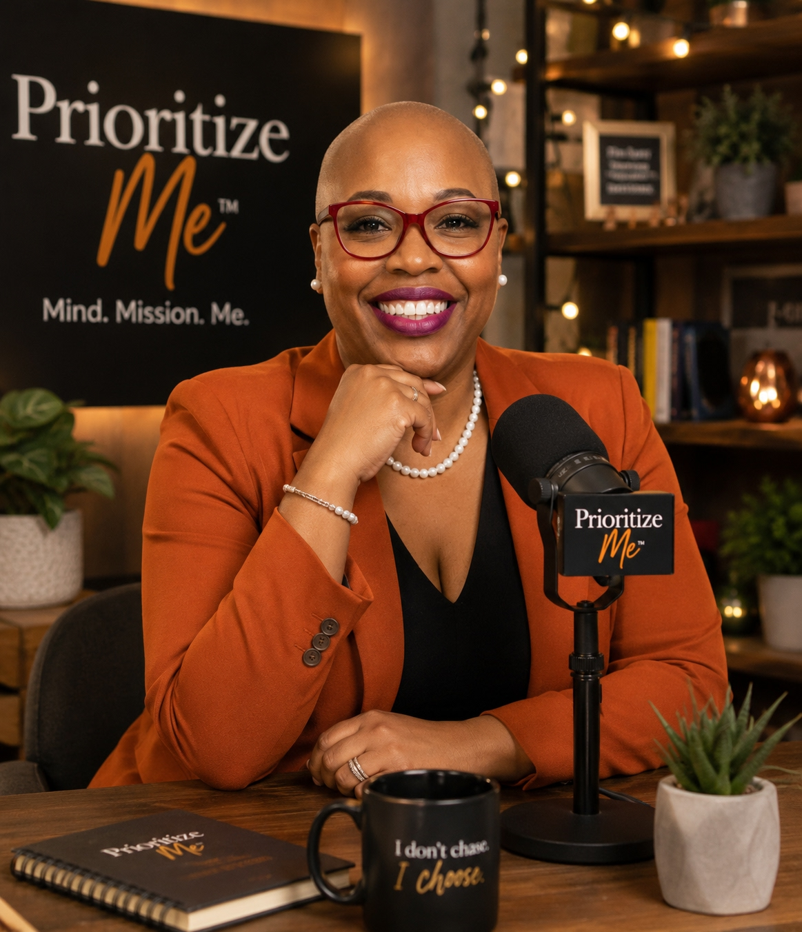 Kesha Mason Campbell at the Prioritize Me set